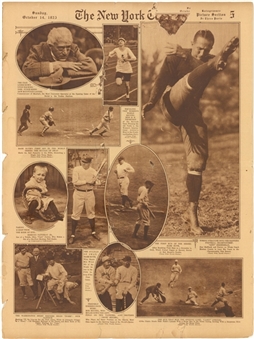 1923 The New York Times Newspaper Dated 10/14/1923 Showing Ruths 1st Hit of World Series
